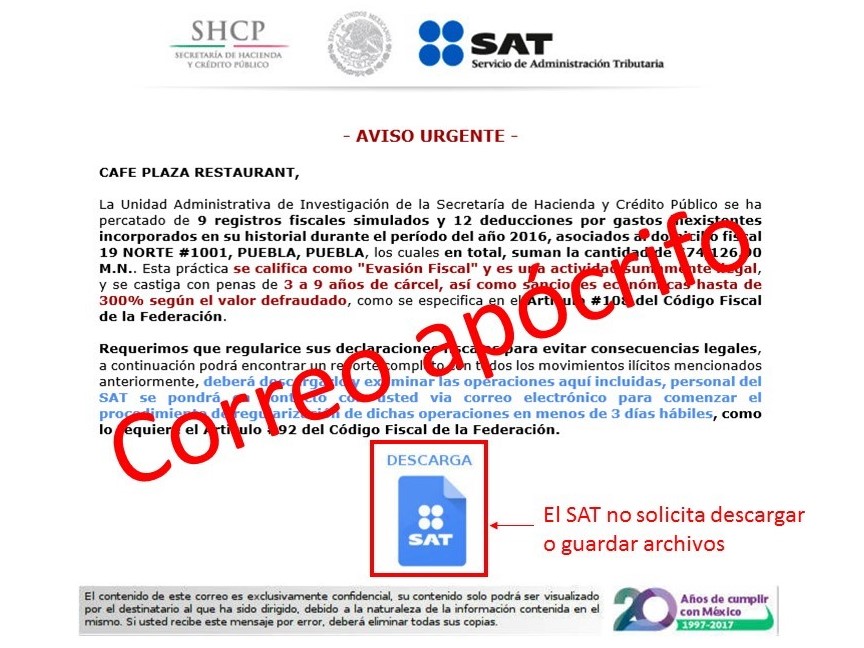 correos falsos a nombre del SAT 3