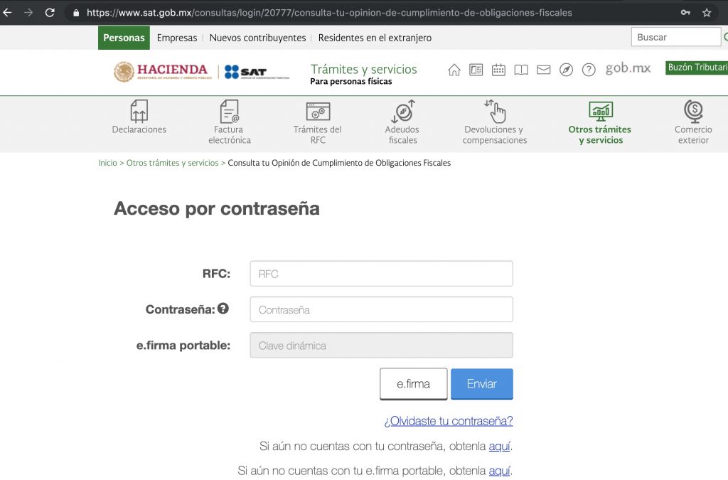 Paso a paso Descarga la opinión de cumplimiento del SAT o carta 32D