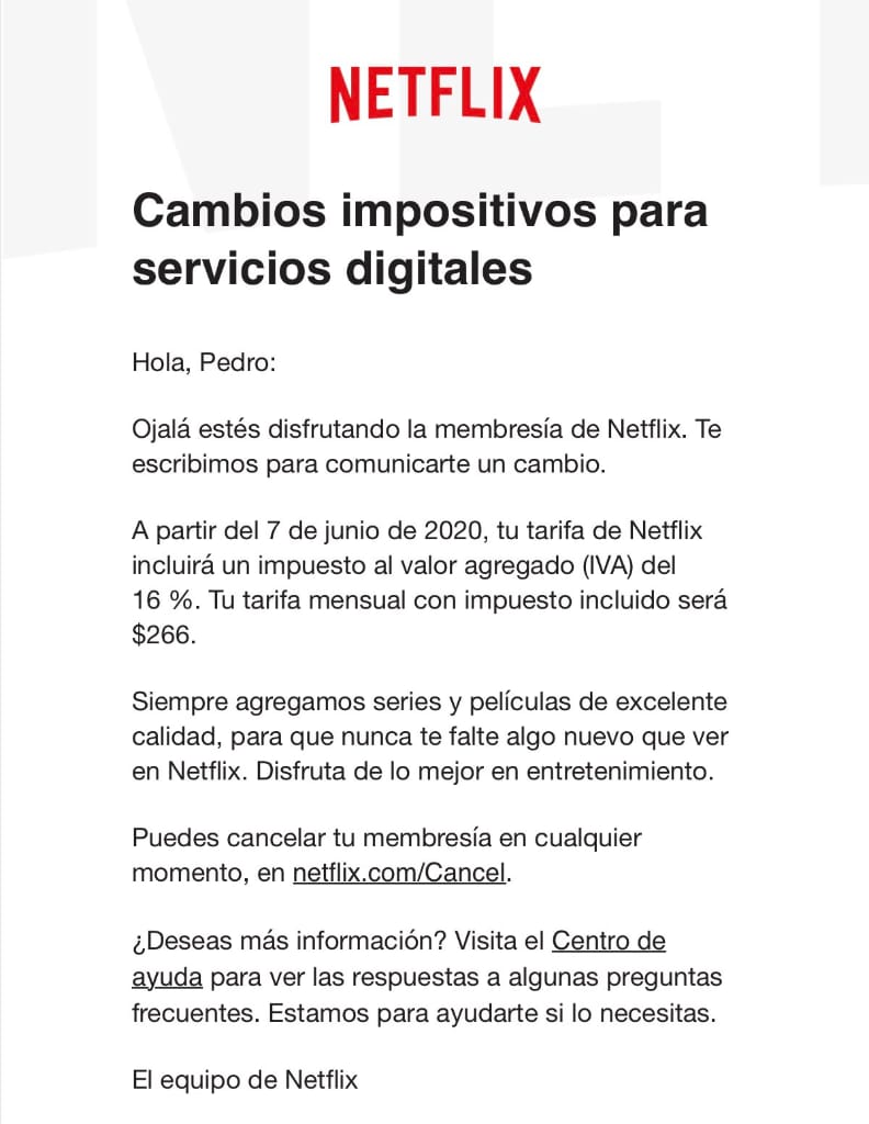 Comunicado Netflix