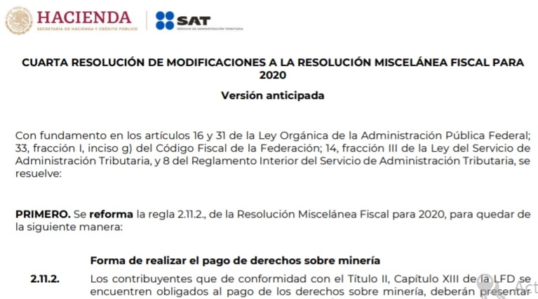 El SAT publicó la 4a RMRMF 2020, primera versión anticipada