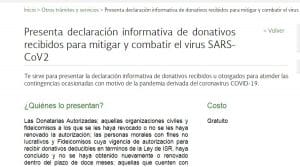 El SAT habilita aplicación para la declaración de donativos por SARS-CoV2