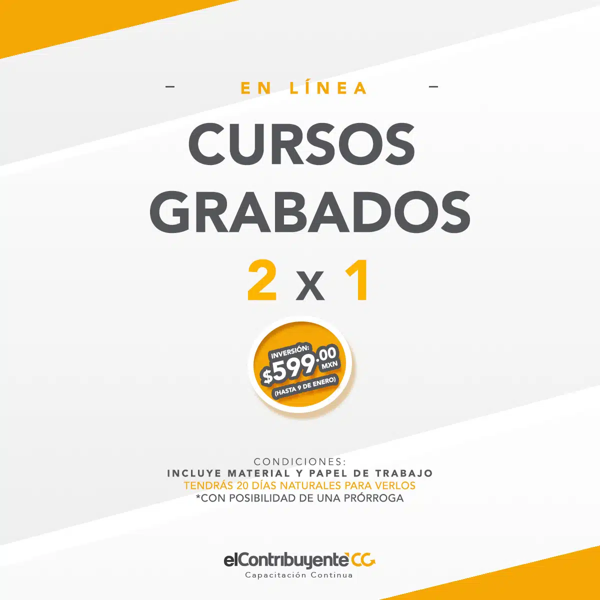 Promoción 2x1 cursos grabados